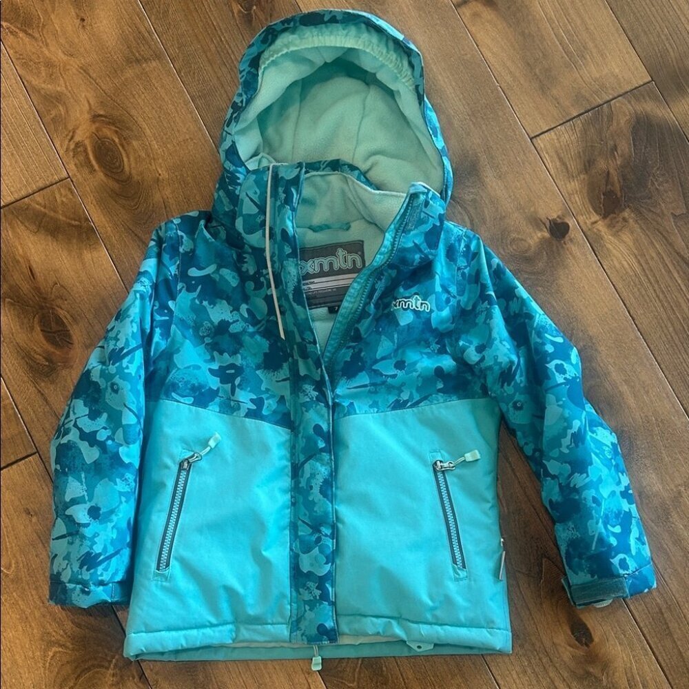 Kids Aqua Camo Puffer Jacket